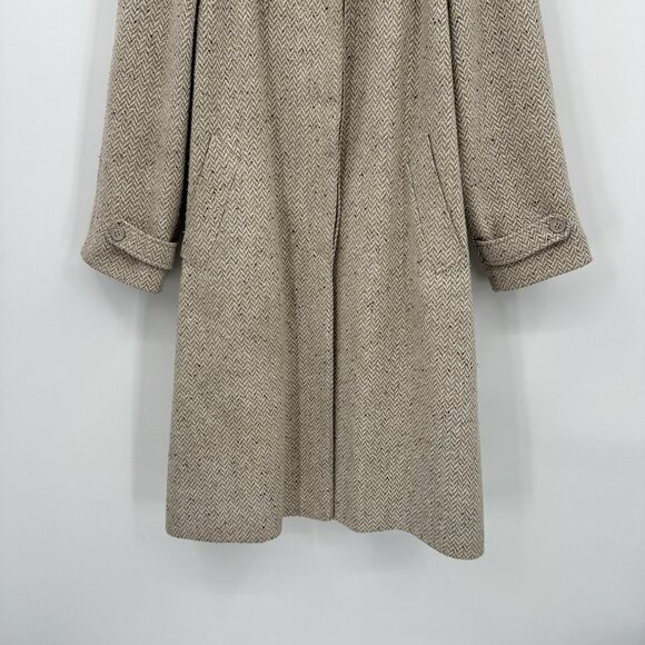 vintage 80s FORENZA coat trench heathered zig zag print the limited wool ivory S - Picture 5 of 11